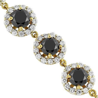 14K Yellow Solid Gold Unisex Diamond Fancy Bracelet With Black Diamonds 4.29 Ctw